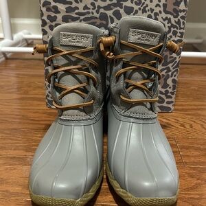 Sperry Gray and Brown Duck Boots